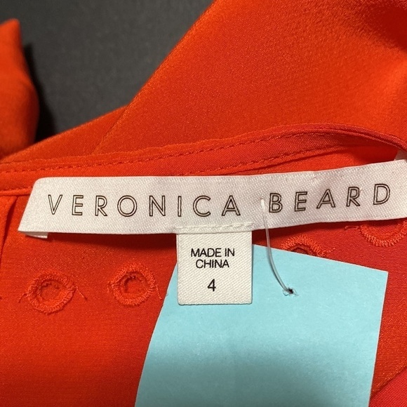 Veronica Beard Womens Silk Crepe Eyelet Sleeveless Top Shirt Red Size 4 - Picture 9 of 10